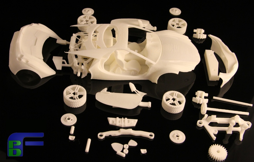 3D printed model car parts