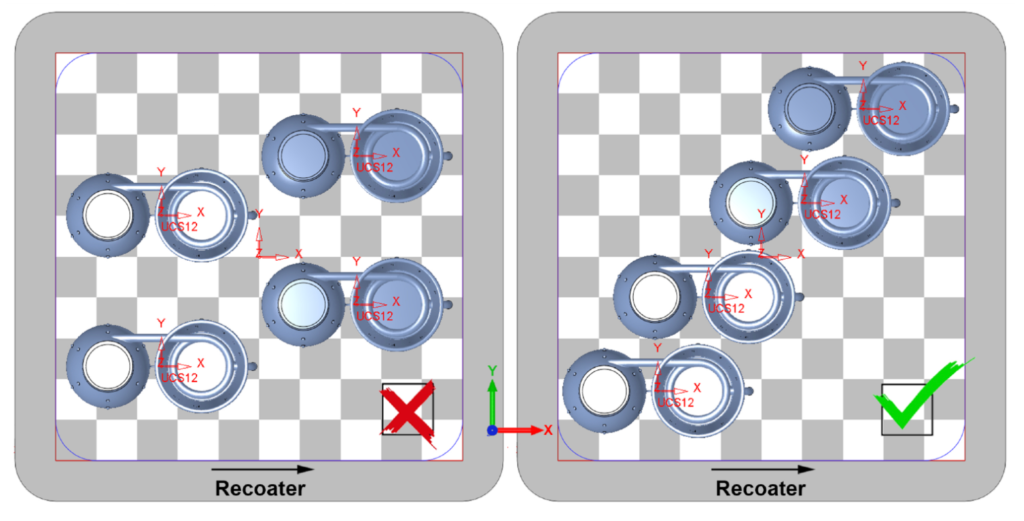 DfAM - arrange parts staggered in build chamber