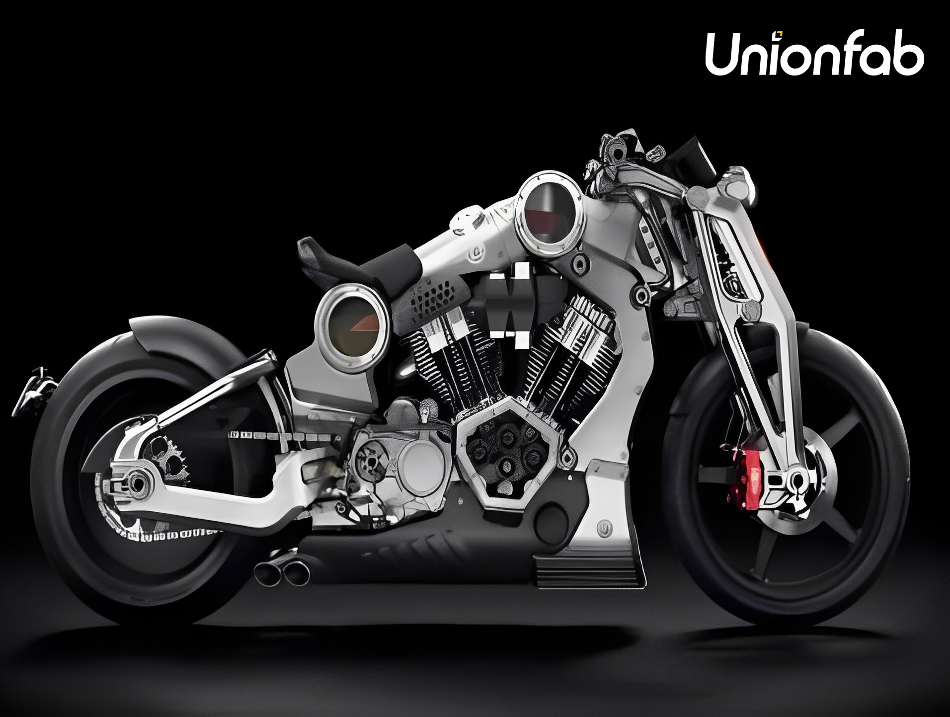 CNC machined motorcycle model.