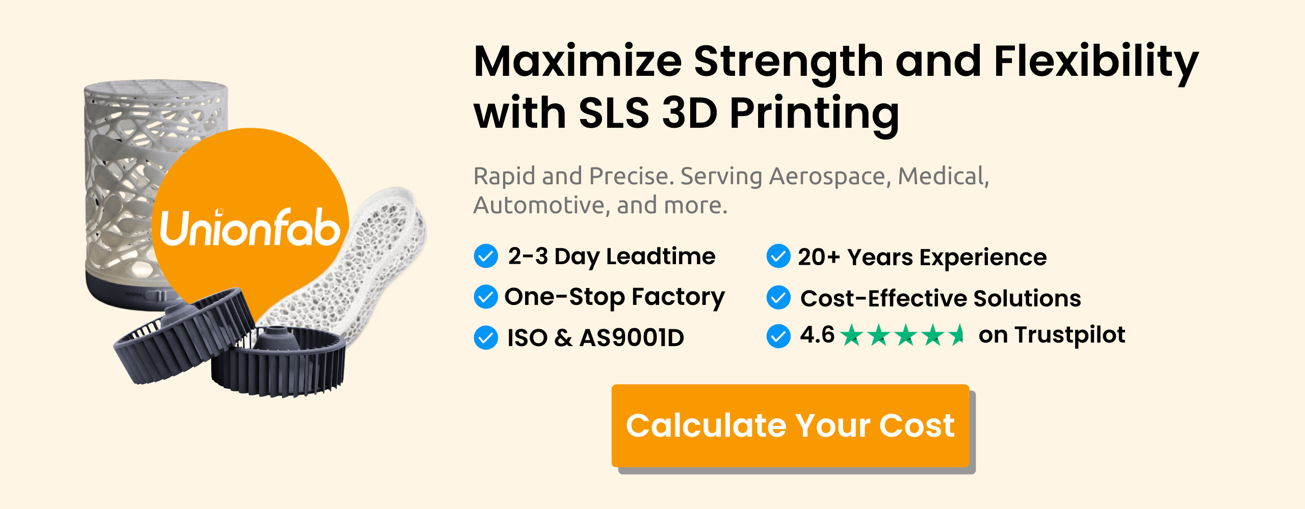 Unionfab's free 3d printing cost calculator