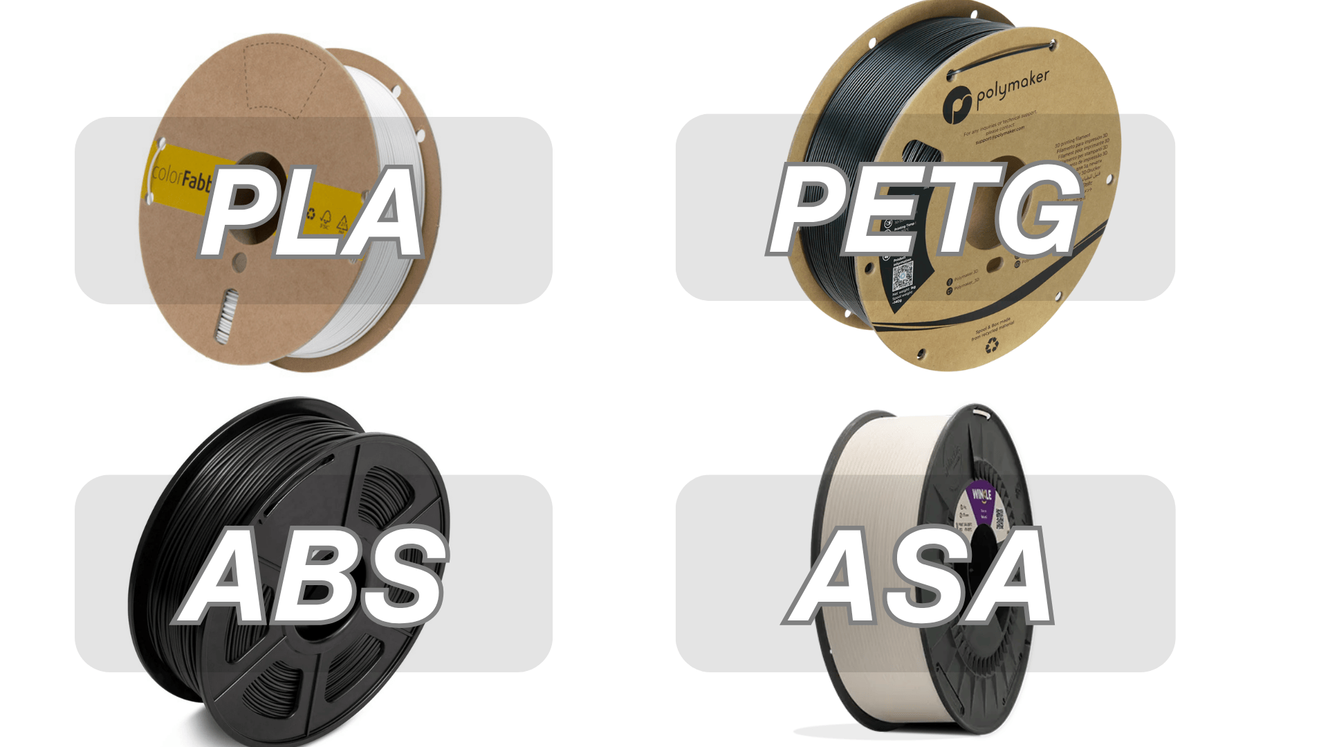 ASA vs ABS vs PETG vs PLA