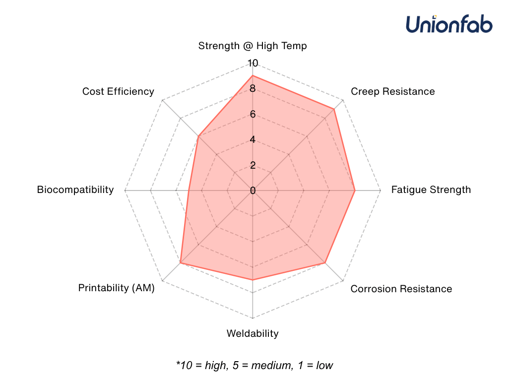 Inconel 718 property radar chart