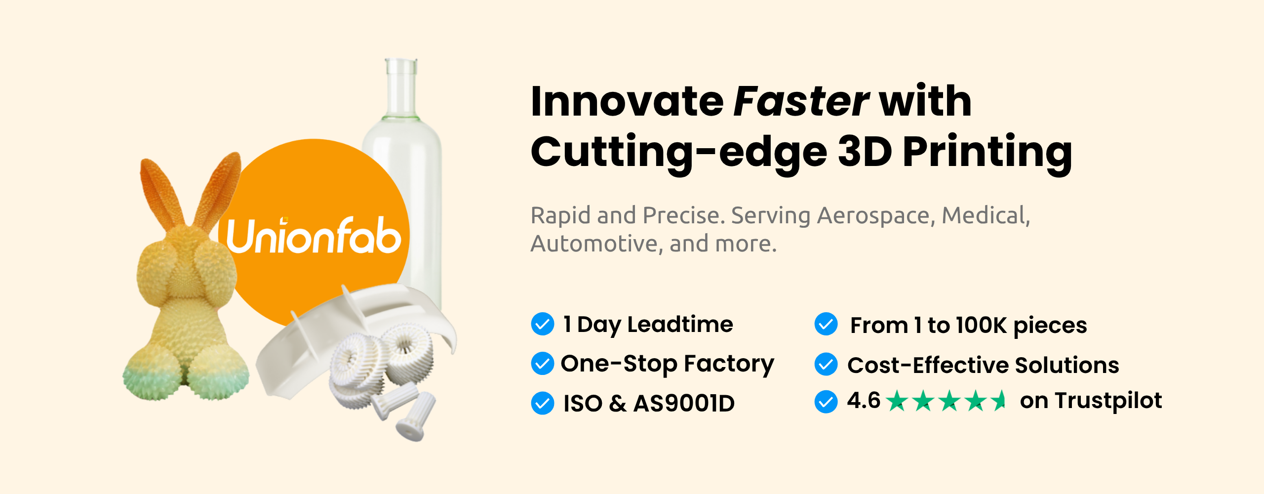 3D printing service provided by Unionfab - China's largest 3d printing manufacturer
