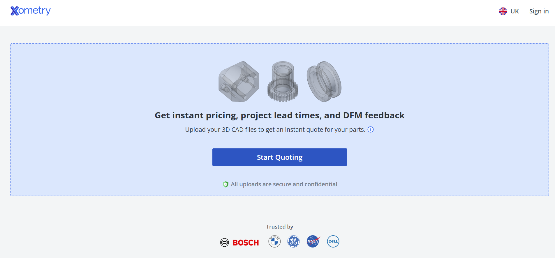 Xometry Quoting Page