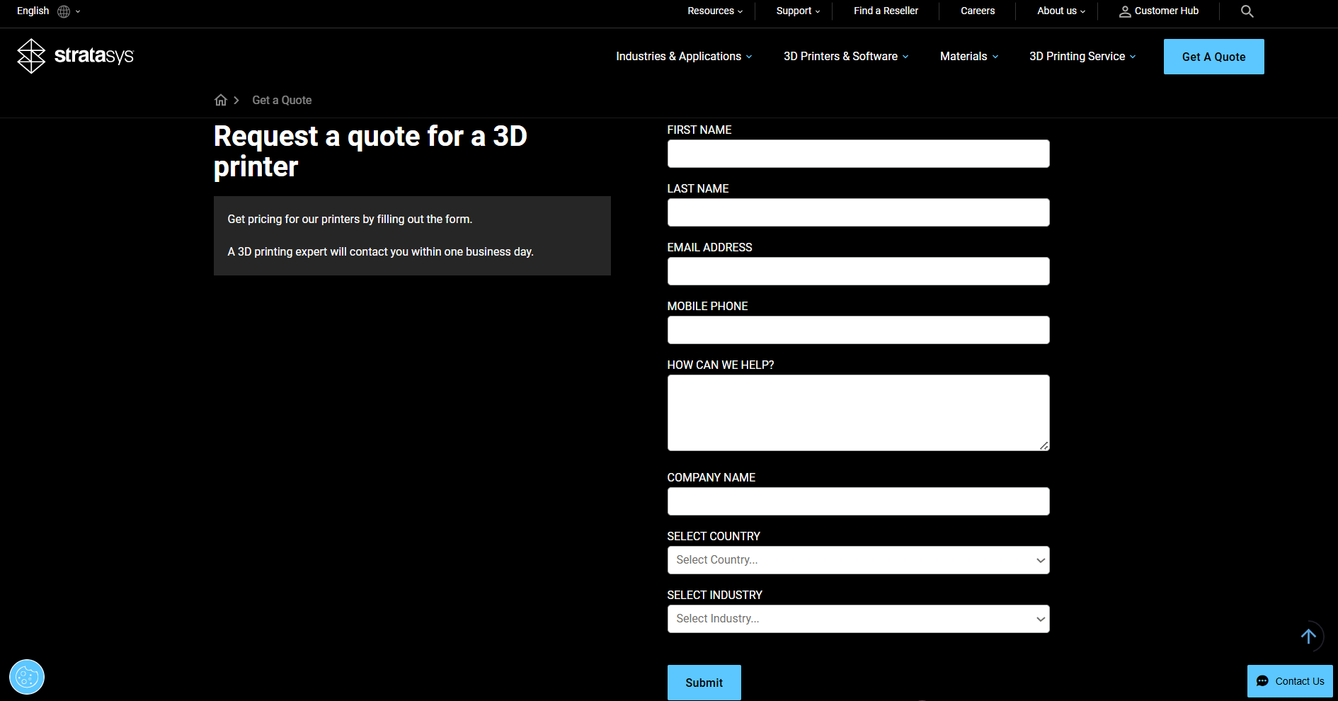 Stratasys Direct Quoting Page