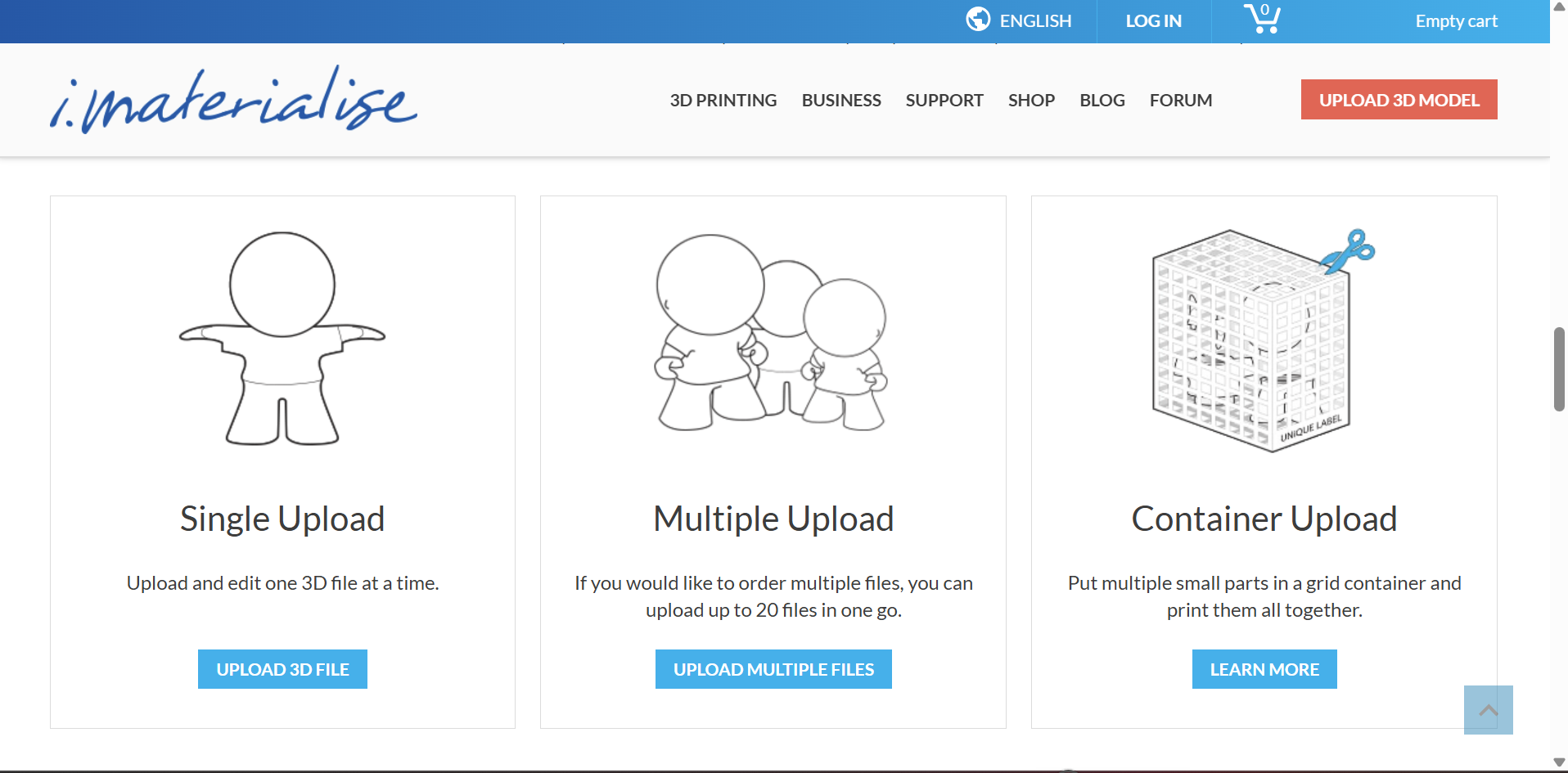 Materialise Quoting Page