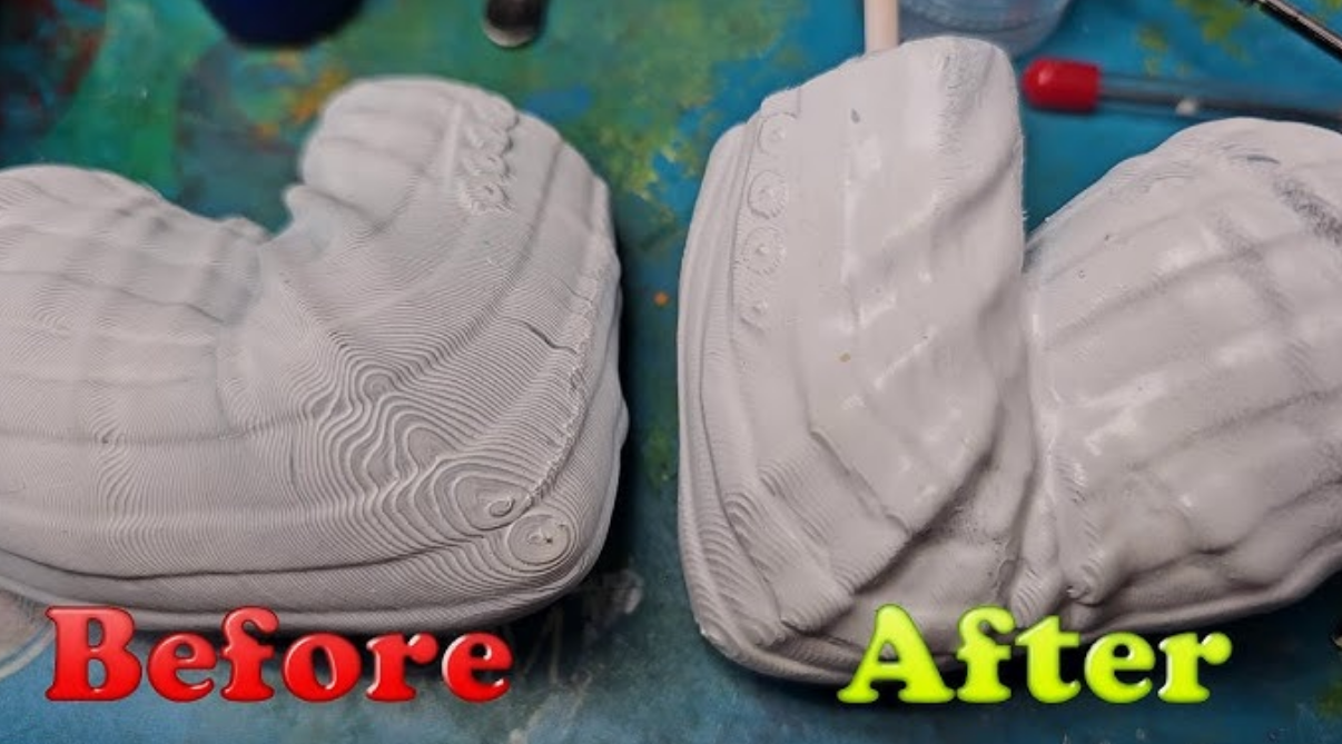 Before and After 3D Print Surface Smoothing